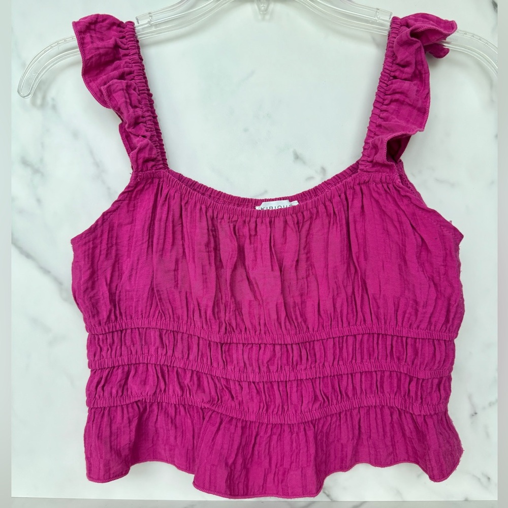 Kirious Smocked Ruffled Crop Top/Tank Top